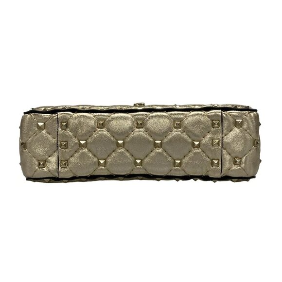 VALENTINOGARAVANI Rockstud Spike Small Bag - Gold Leather Handbag 958-082525 - Picture 5 of 14
